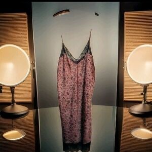 Victoria Secret Pink Floral Baby Doll Gown With Lace Accent Size XL